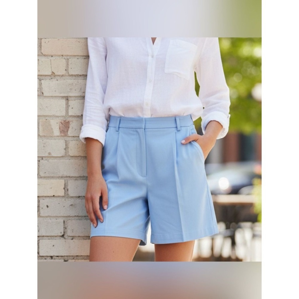 Baby Blue Pleated High Waisted Shorts Collection B Women's Size 8 Summer